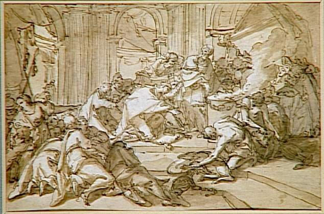 SCENE D'OFFRANDE ET DE SACRIFICE DANS UN TEMPLE