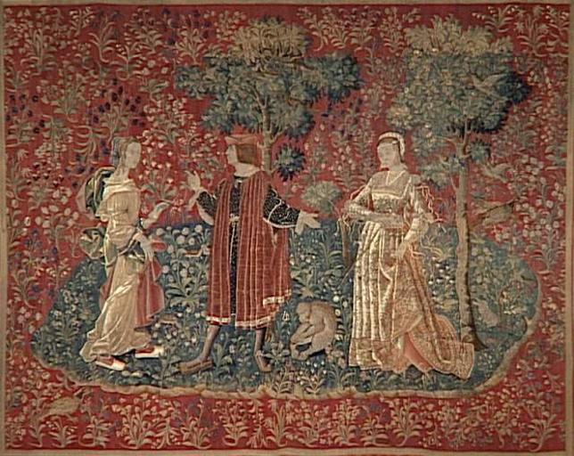 Tapisserie Millefleurs : scène allégorique