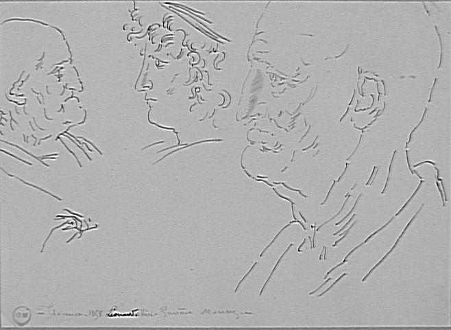 Copie d'après Léonard de Vinci : Études de têtes (Cabinet des dessins, Offices, Florence)