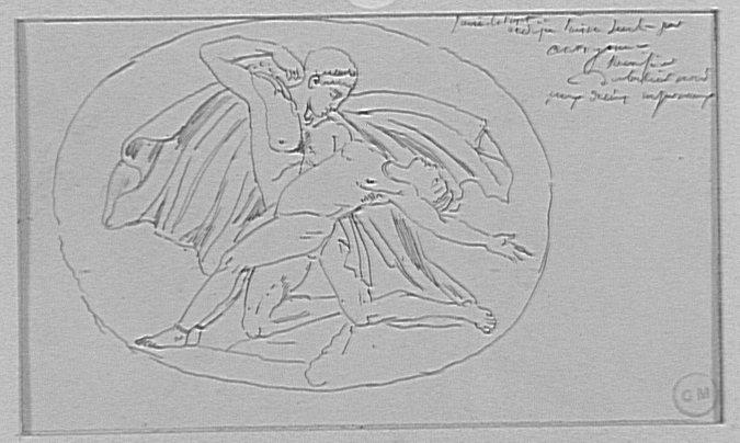 Copie d'après une pierre gravée antique (Hercule sauvant Déjanire ?)