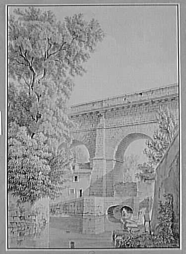 Paysage urbain avec pont et laveuse