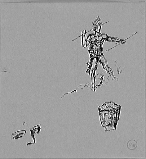 Trois études diverses, dont une pour Hercule au lac Stymphale