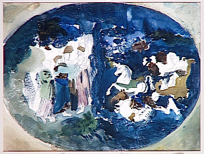 Copie d'après un émail peint de Jean Courtois : le passage de la mer rouge (Louvre)