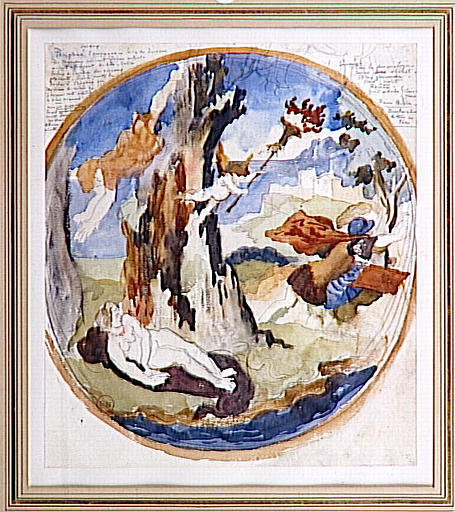 Copie d'après une majolique italienne du 16ème siècle : Assiette représentant le suicide d'Esacus, par Francesco Xanto (Louvre)