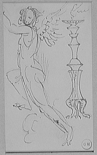 Ange et candélabre à trois pieds d'après une peinture de la villa Albani