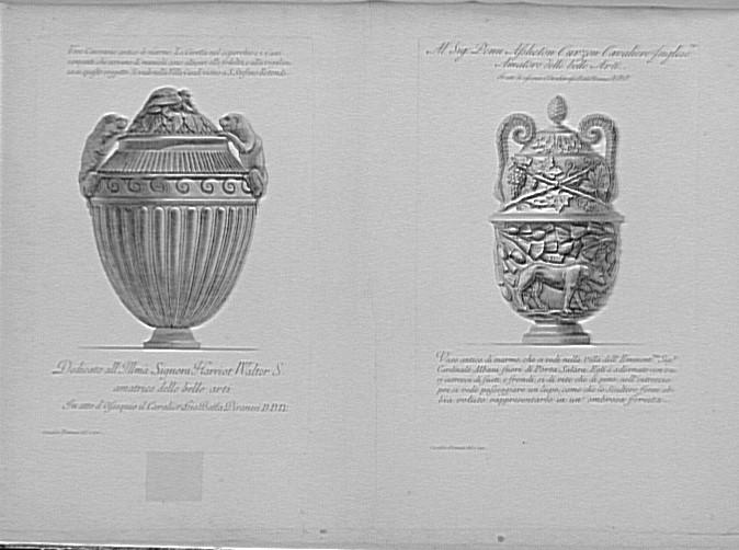 Recueil de gravures : Vases, candélabres, cippes
