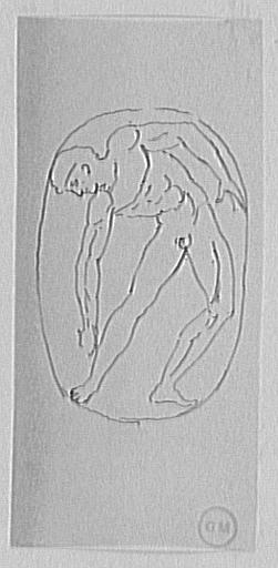 Étude d'homme nu dans un camée antique