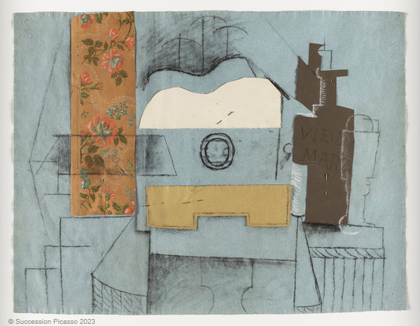 Guitare, verre, bouteille de vieux marc