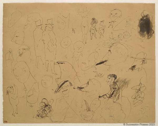 Caricatures et portraits dont Apollinaire, Paul Fort, Jean Moréas, Fernande Olivier, André Salmon et Henri Delormel