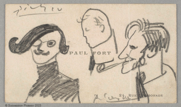 Portraits-charge de Paul Fort, Henri Delormel et André Salmon