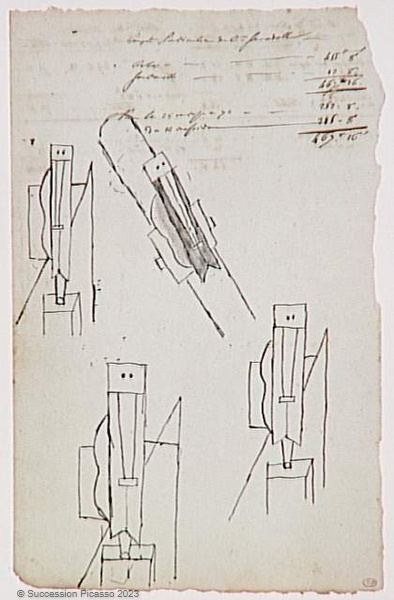 Études: quatre têtes (projet pour une sculpture?)