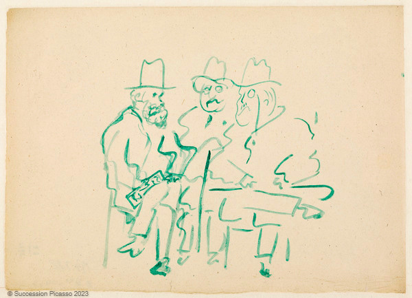 Portraits-charge de Michael Semenoff, Léon Bakst et Serge de Diaghilev