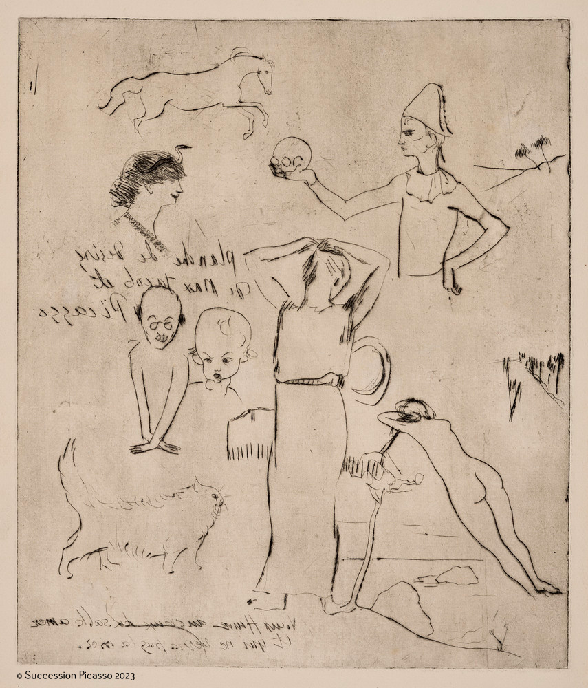 Planche de dessins de Max Jacob et Picasso