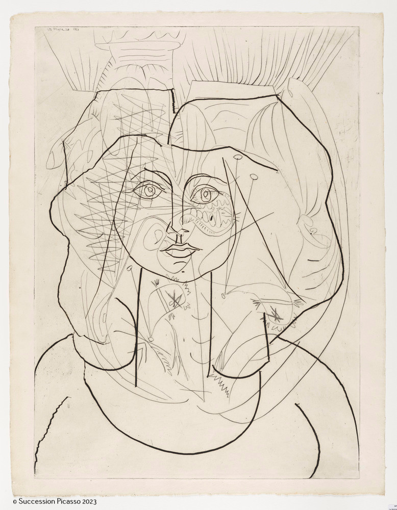 Portrait de Françoise tête-bêche sur "La Femme qui pleure. II"