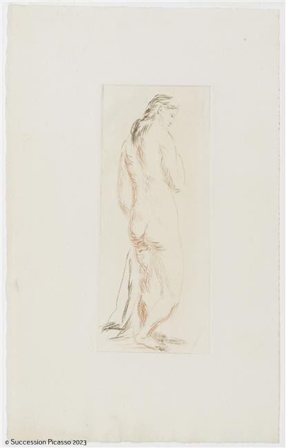 Nu de dos avec un linge