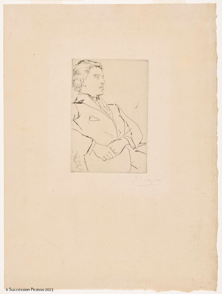 Portrait d'André Breton de trois quart