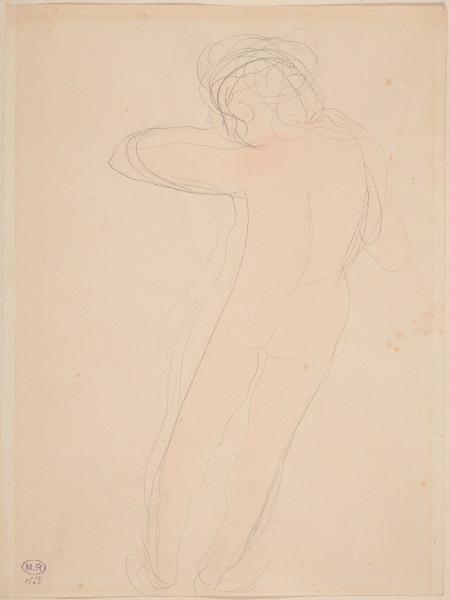 Femme nue de dos, le bras gauche replié