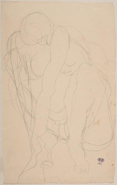 Femme nue accroupie, de face