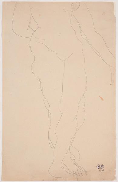 Femme nue debout aux jambes croisées