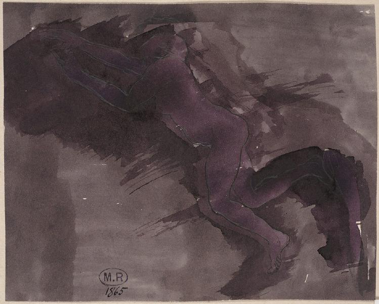 Femme nue courant vers la gauche