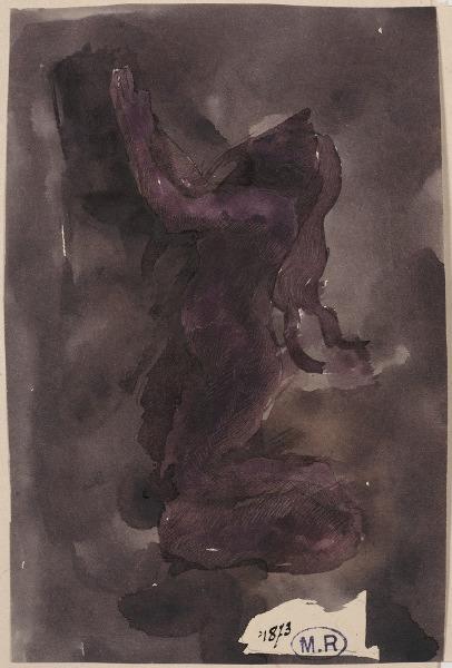 Femme nue agenouillée, de profil à gauche