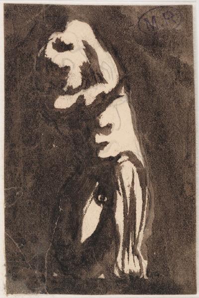 Personnage nu, un genou en terre (recto) ; Personnage (verso)