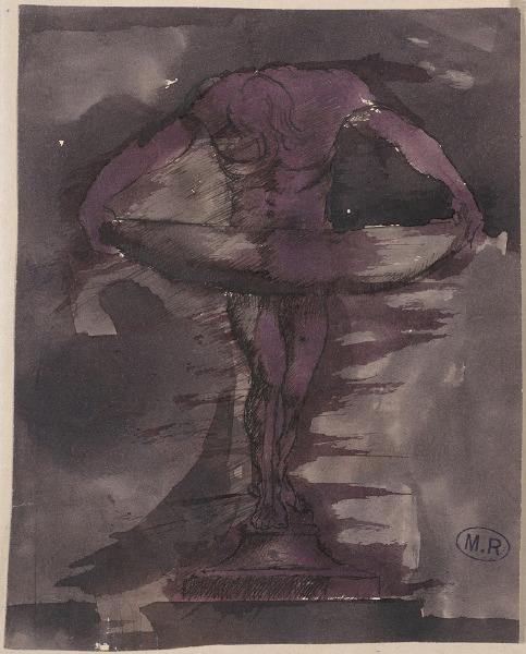 Homme nu tenant une vasque