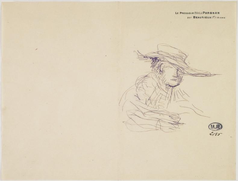 Portrait de femme d'après le dessin de Rembrandt : Portrait de Saskia au chapeau de paille (Benesch 427)