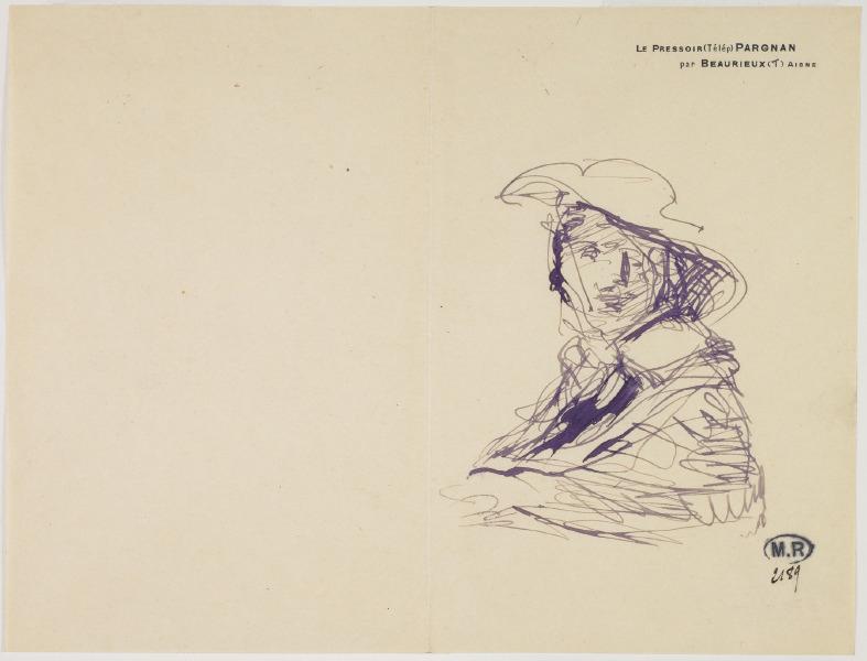 Portrait d'homme d'après la gravure de Rembrandt ; Rembrandt et Saskia (Bartsch 19-partie droite)