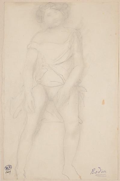 Femme assise, les vêtements relevés jusqu'à la taille, dite bacchante fatiguée