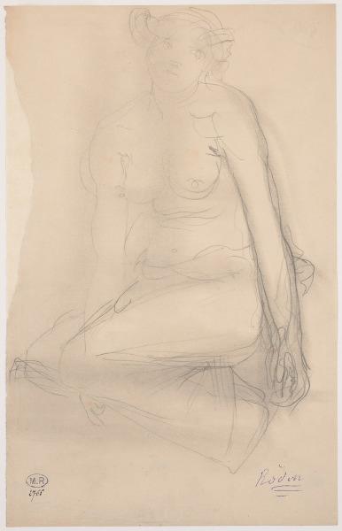 Femme assise, vêtue à partir de la taille