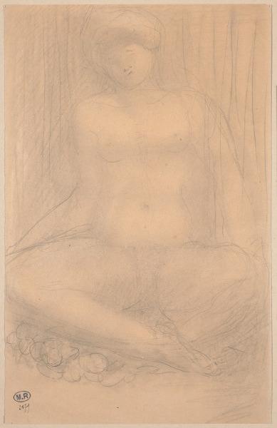 Femme nue assise en tailleur