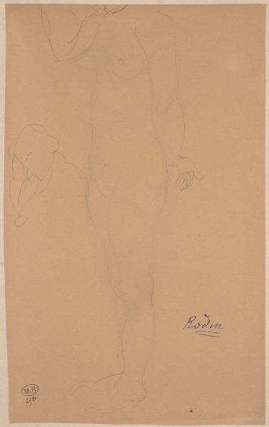 Femme nue debout, de profil à gauche