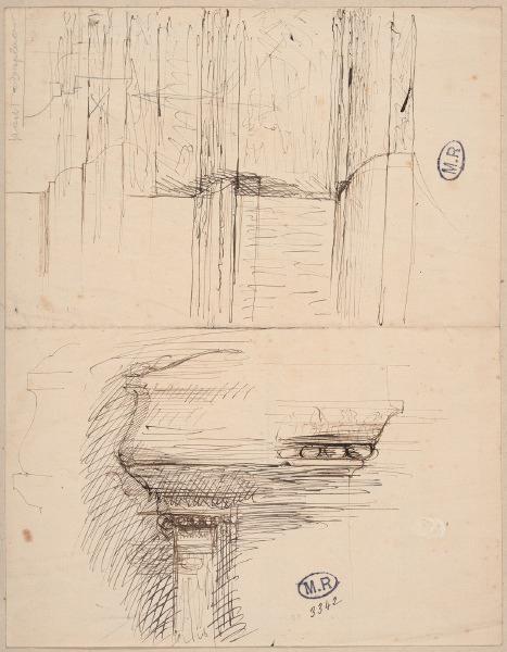 Pilastre et moulures de corniche (recto) ; Moulures (verso)