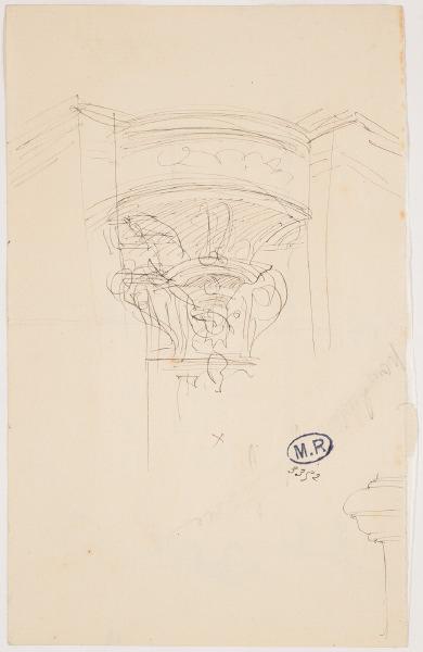 Console (recto) ; Etude de buste du W.E. Henley et de son cadre en marbre blanc pour le monument de la Cathédrale Saint-Paul à Londres (verso)