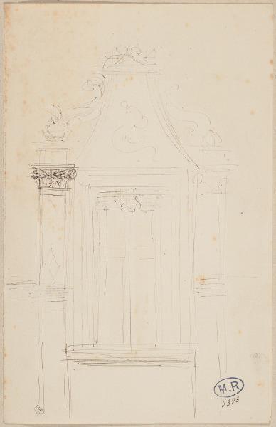 Lucarne de l'aile François Ier au château de Chambord (Loir-et-Cher) (recto) ; Moulures (verso)