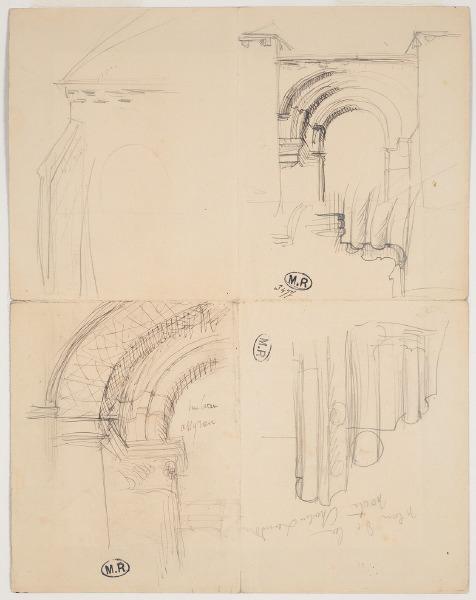 Portail et profil de moulures de l'église Notre-Dame à Château-Landon (Seine-et-Marne)