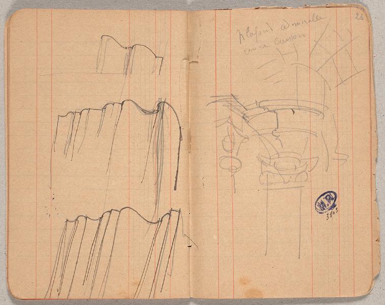 Plafond et pilastre (recto) ; Moulures (verso)