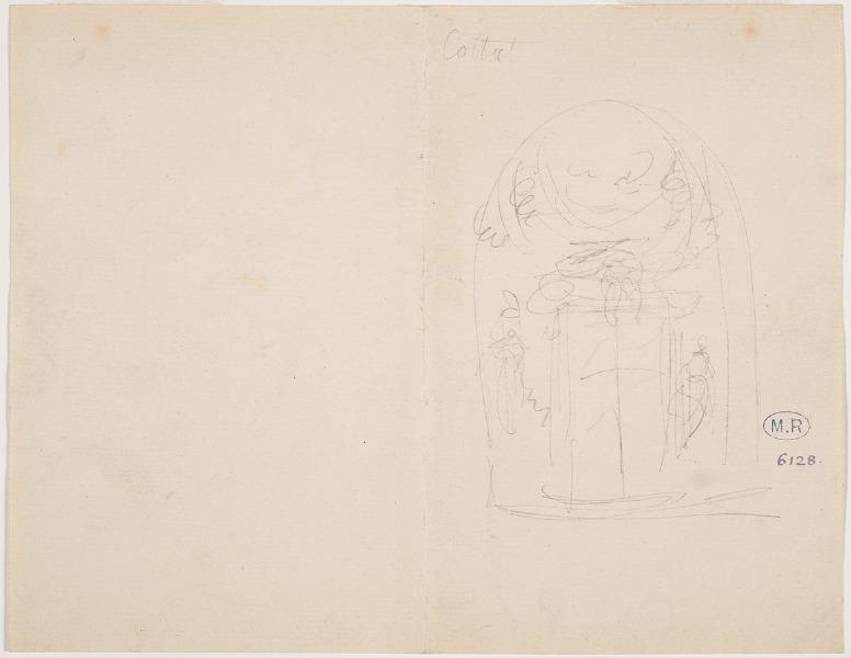 Projet de la Porte de l'Enfer, entourée d'une fresque : étude pour le séminaire de St Sulpice ?