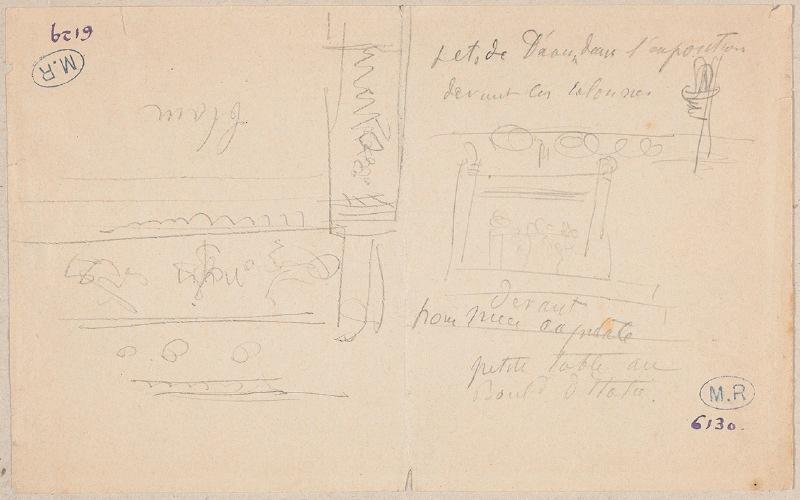 Projet de la Porte de l'Enfer, entourée d'une fresque : étude pour le séminaire de St Sulpice ? ; Quelques traits (verso)