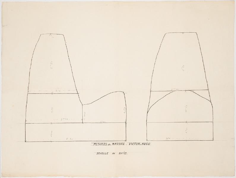 Mensurations pour le marbre du monument à Victor Hugo au Panthéon