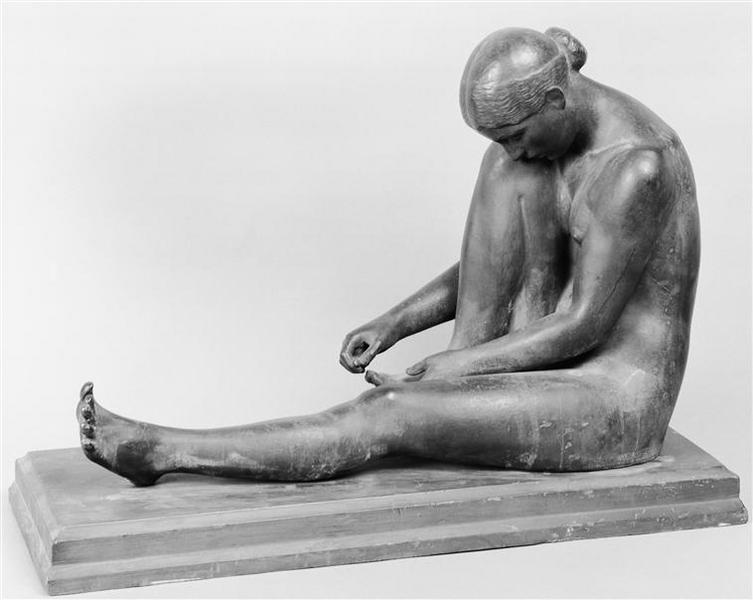 Nu se soignant un pied ; Titre attribué : Jeune femme nue assise (La toilette)