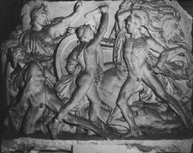 Mézence blessé, préservé par l'intrépidité de son fils Lausos