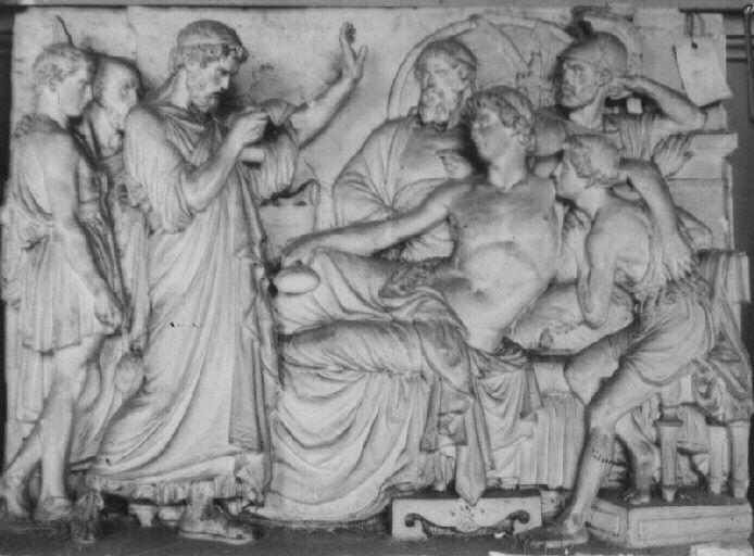 Alexandre buvant, tandis que son médecin Philippe lit la lettre de Parménion