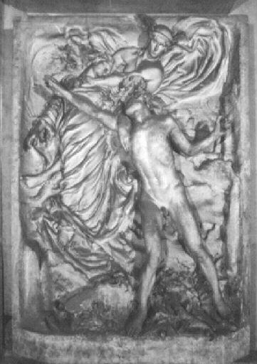 Orphée perdant pour la seconde fois Eurydice, entraînée de nouveau par Mercure dans les régions infernales