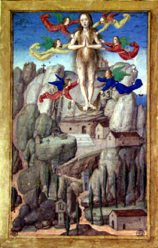 Sainte Marie-Madeleine à la Sainte Beaume ; Au verso, prière en français et Christ de Pitié