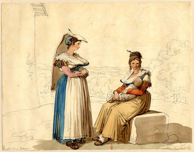 Paysannes de Frascati dont l'une allaite un enfant