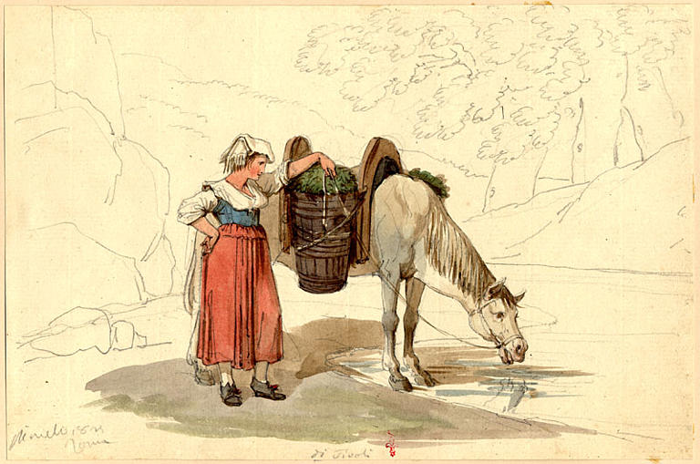 Paysanne de Tivoli faisant boire son cheval
