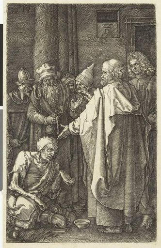 La Passion sur cuivre : Saint Pierre et saint Jean à la porte du Temple