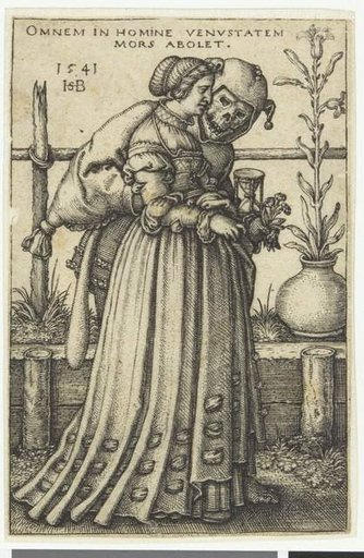 La jeune femme accompagnée d'un bouffon